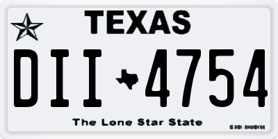 TX license plate DII4754