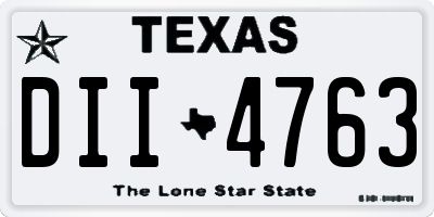TX license plate DII4763