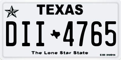 TX license plate DII4765
