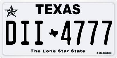 TX license plate DII4777