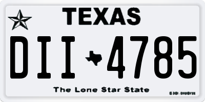 TX license plate DII4785