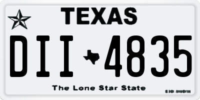 TX license plate DII4835