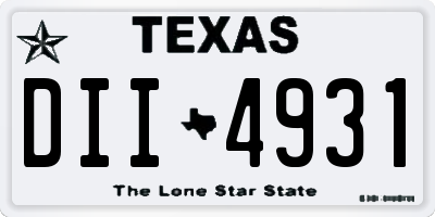 TX license plate DII4931