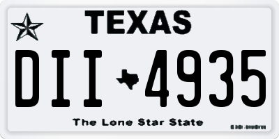 TX license plate DII4935