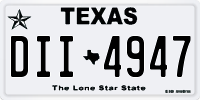 TX license plate DII4947