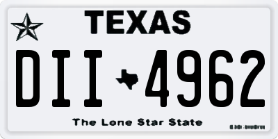 TX license plate DII4962