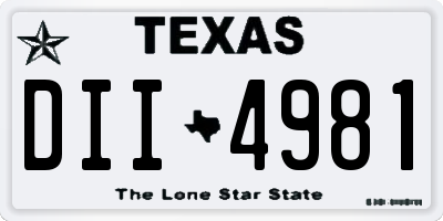 TX license plate DII4981