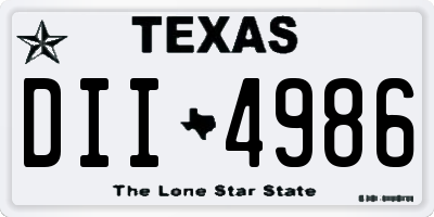TX license plate DII4986