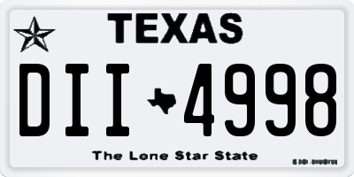 TX license plate DII4998