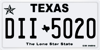 TX license plate DII5020