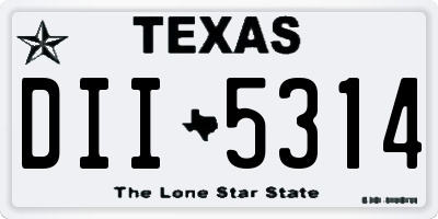 TX license plate DII5314