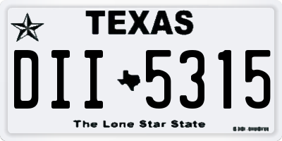 TX license plate DII5315