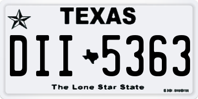 TX license plate DII5363