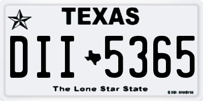 TX license plate DII5365