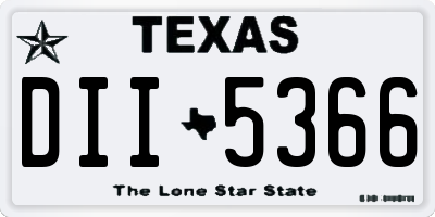 TX license plate DII5366