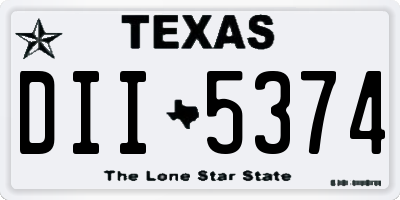 TX license plate DII5374