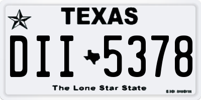 TX license plate DII5378