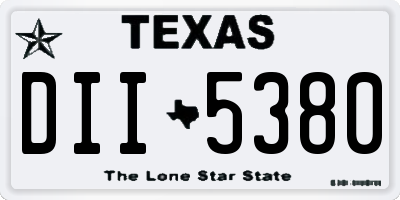 TX license plate DII5380