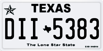 TX license plate DII5383