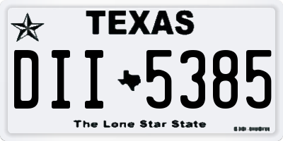TX license plate DII5385
