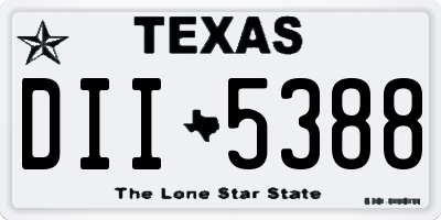 TX license plate DII5388