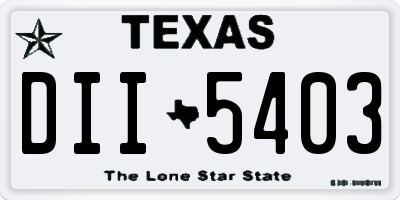 TX license plate DII5403