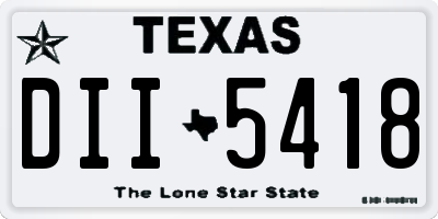 TX license plate DII5418