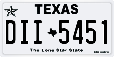 TX license plate DII5451