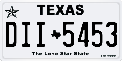 TX license plate DII5453