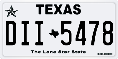 TX license plate DII5478