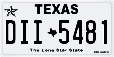 TX license plate DII5481