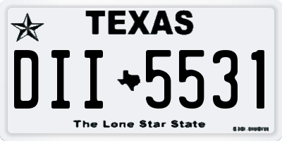 TX license plate DII5531