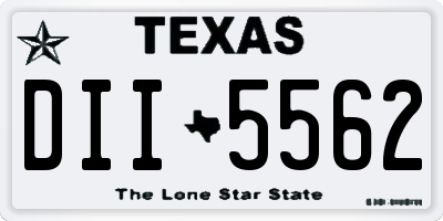 TX license plate DII5562