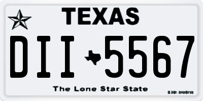 TX license plate DII5567