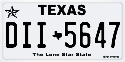 TX license plate DII5647