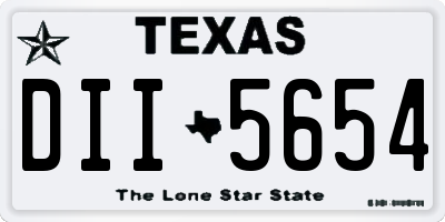 TX license plate DII5654