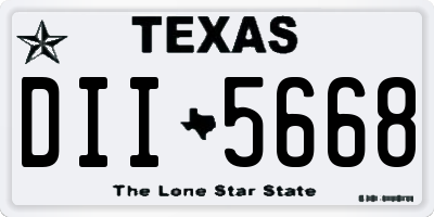 TX license plate DII5668