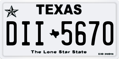 TX license plate DII5670
