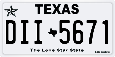 TX license plate DII5671