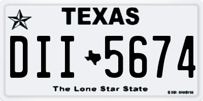 TX license plate DII5674