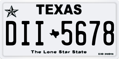 TX license plate DII5678