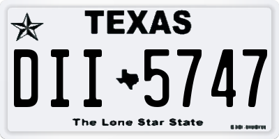 TX license plate DII5747