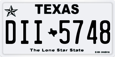 TX license plate DII5748