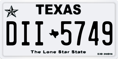 TX license plate DII5749