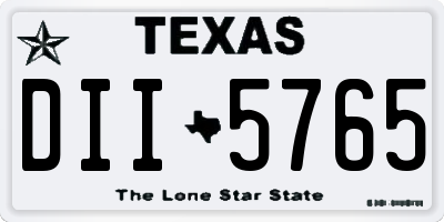 TX license plate DII5765