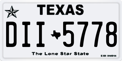 TX license plate DII5778