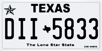 TX license plate DII5833
