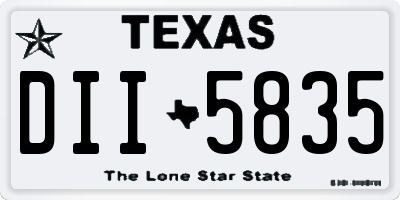 TX license plate DII5835