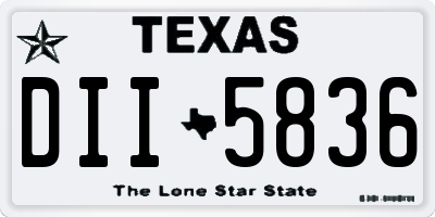 TX license plate DII5836