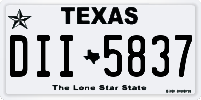 TX license plate DII5837
